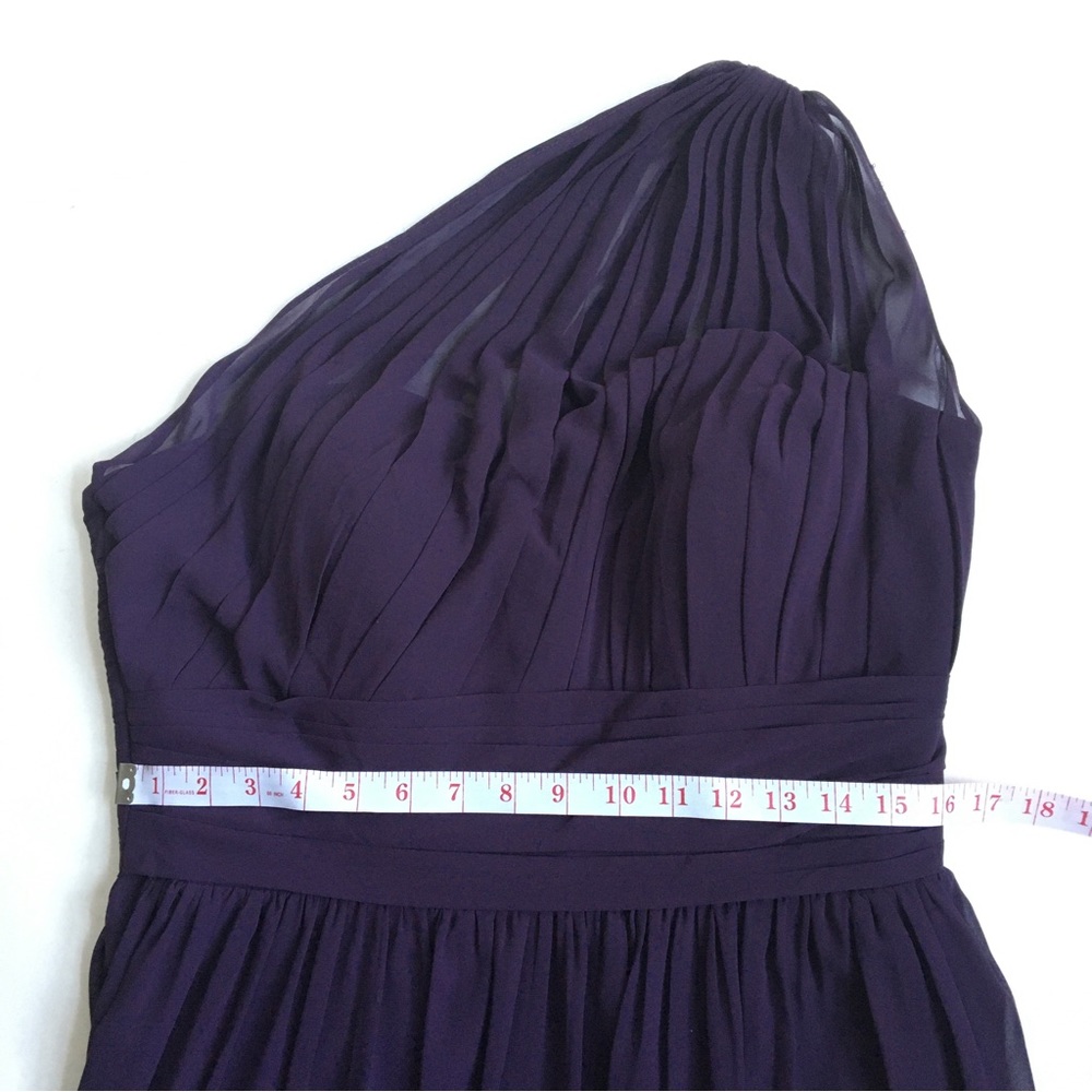 Bill Levkoff Barbara Chiffon One-Shoulder A-Line Princess Maxi Dress Plum 14 - Picture 15 of 17
